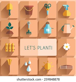 Gardening Item : Flat Icon Set