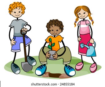 Gardening Kids - Vector