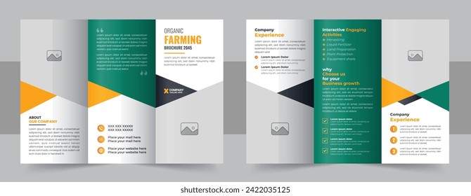 Gardening or Landscaper Tri Fold Brochure Design. Lawn Care Trifold Brochure Template, Gardening, Landscaper or Agro firming services Creative Tri fold Brochure design layout