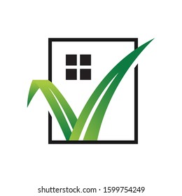 gardening landscaping logo design vector lawn and house illustrations