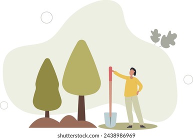 gardening and landscaping.growing plants.environment concept.flat vector illustration.