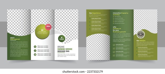 Gardening or Lawn Care Tri Fold Brochure Template, Lawn Mowing Service Brochure Template design or Landscaper Brochure design. Gardening or Lawn Care Tri Fold Brochure Template design