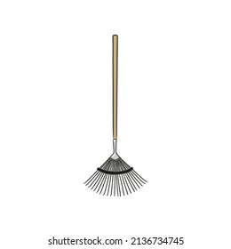 Ilustración vectorial de rastrillo de hojas de jardinería