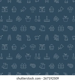 gardening line icon pattern set