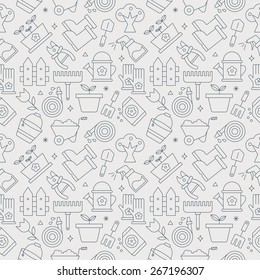 gardening line icon pattern set