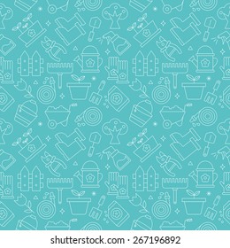 gardening line icon pattern set
