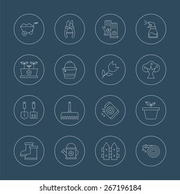 gardening line icon set