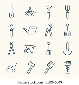 Gardening line icon set