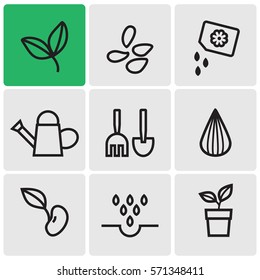 Gardening line icons