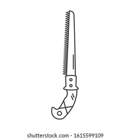 Gardening line icons vector set. Garden tools icons collection. Gardening icons illustration set. Folding saw linear icon concept