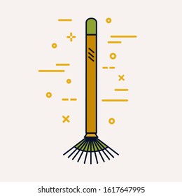 Gardening line icons vector set. Garden tools icons collection. Gardening icons illustration set. Leaf rake linear icon concept
