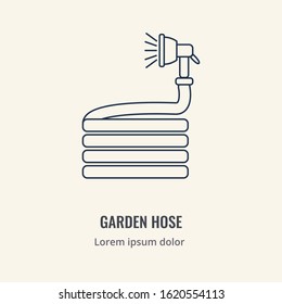 Gardening line icons vector set. Garden tools icons collection. Gardening icons illustration set. Garden hose linear icon concept