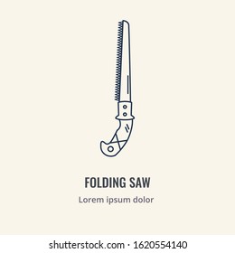 Gardening line icons vector set. Garden tools icons collection. Gardening icons illustration set. Folding saw linear icon concept