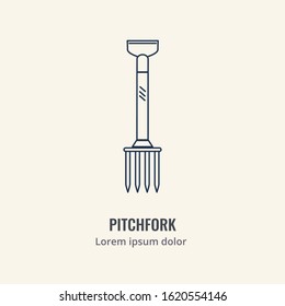 Gardening line icons vector set. Garden tools icons collection. Gardening icons illustration set. 
Pitchfork linear icon concept