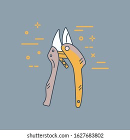 Gardening line icons vector set. Garden tools icons collection. Gardening icons illustration set. Secateur (pruning scissors) line icon concept