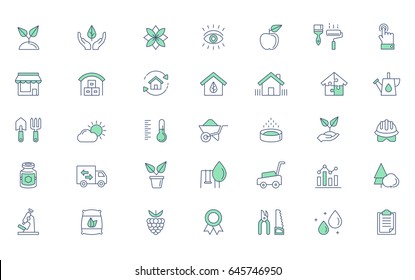 Gardening Line Vector Icon Set