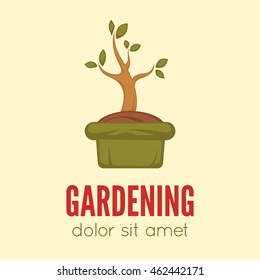 Gartenlogo-Konzeptvorlage mit Beispieltext , Landwirtschafts- und Agrarzeichen. Vektorgrafik.