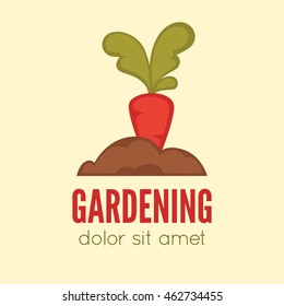 Gardening logo concept template with sample text ,farming and agriculture sign. Vector illustration.