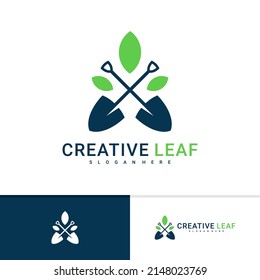 Gardening logo design vector template, Creative Leaf rake logo design concept