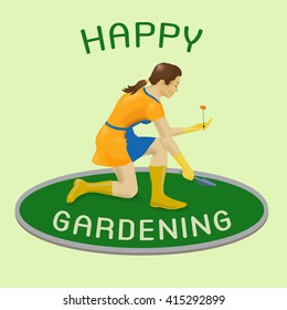 Gardening  logo or label with gardener