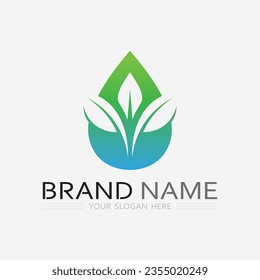Gardening logo with shovel icon and tree with green leaves logo template.