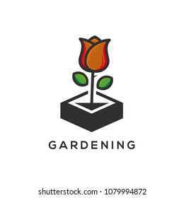 gardening logo template vector illustartion