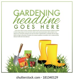 Gardening marketing template EPS 10 vector, grouped for easy editing. No open shapes or paths.