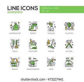 Gardening - modern vector line design icons and pictograms set. 