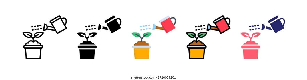 Jardinagem de Coleção de Conjunto de Ícones de Vários Estilos..