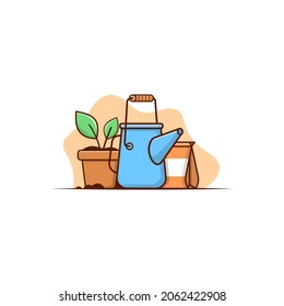 Ilustración de icono de objetos de jardinería. ilustración de icono de vector.