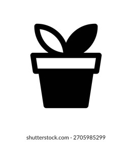 Jardinería. Icono de Vector de trazo delineado con detalles rellenos de negro.