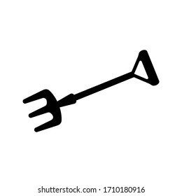 Horquilla de jardinería, Horquilla de jardín. Icono de vector plano. Sencillo símbolo negro sobre fondo blanco. Pasos 10