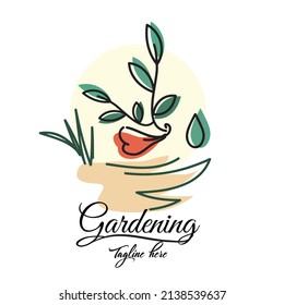 Gardening or planting ecology based logo vector illustration with dummy text on white background.