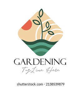 Gardening or planting ecology based logo vector illustration with dummy text on white background.