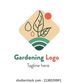 Gardening or planting ecology based logo vector illustration with dummy text on white background.