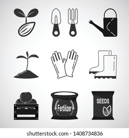 Gardening and Planting icon set illustration
