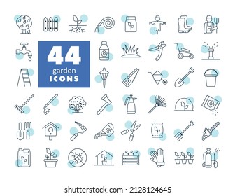 Gardening and Planting vector icons set. Graph symbol for agriculture, garden and plants web site and apps design, logo, app, UI