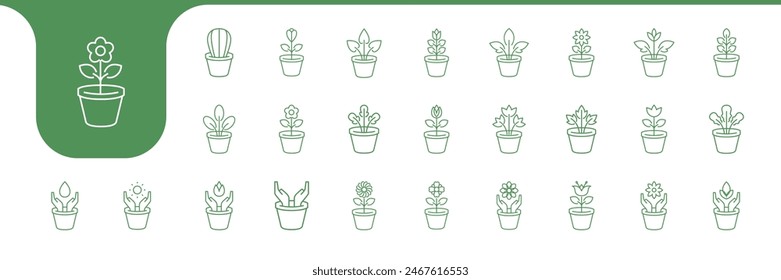 gardening pots line minimalist icon vector designs