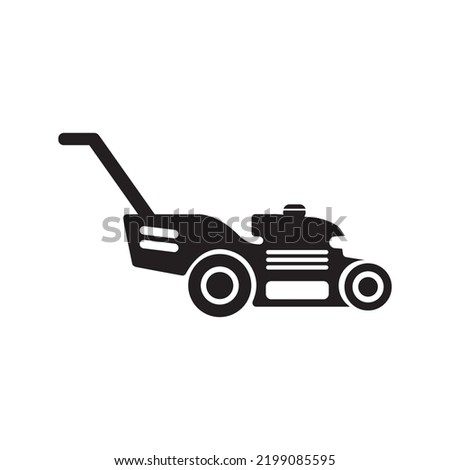 Gardening push mower machine icon | Black Vector illustration |