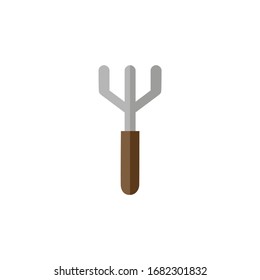 Gardening rake. Flat color icon. Tool vector illustration
