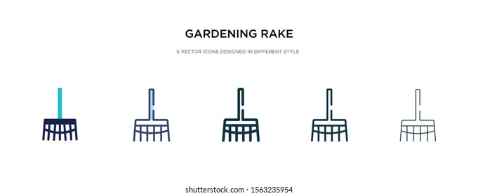 gardening rake icon in different style vector illustration. two colored and black gardening rake vector icons designed in filled, outline, line and stroke style can be used for web, mobile, ui