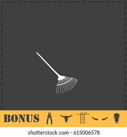 Gardening Rake icon flat. Simple vector symbol and bonus icon