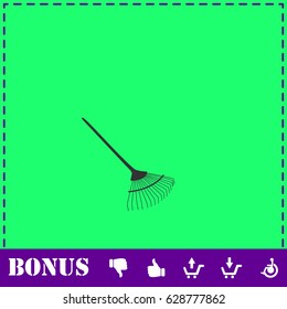 Gardening Rake icon flat. Simple vector symbol and bonus icon