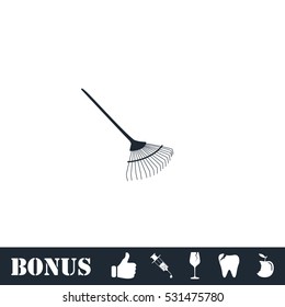 Gardening Rake icon flat. Vector illustration symbol and bonus pictogram