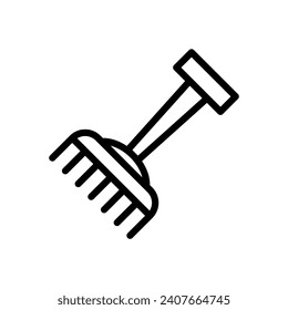 Gardening Rake line icon, outline icon, vector, pixel perfect icon