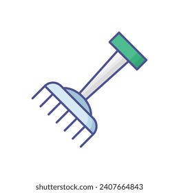 Gardening Rake lineal color icon, color outline icon, vector, pixel perfect icon