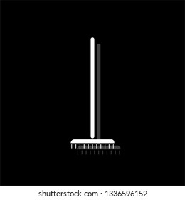 Gardening Rake. White flat simple icon with shadow