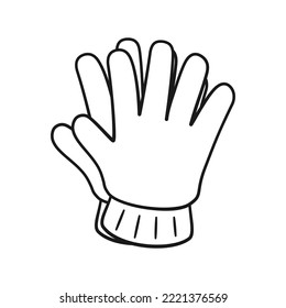 Gardening rubber gloves cute cartoon outline line art illustration. Gardening farming agriculture coloring book page activity worksheet for kids