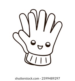 Gardening rubber gloves kawaii cartoon line art illustration. Gardening farming agriculture coloring book page activity worksheet for kids