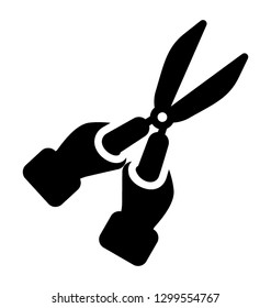 Gardening scissor solid icon design 